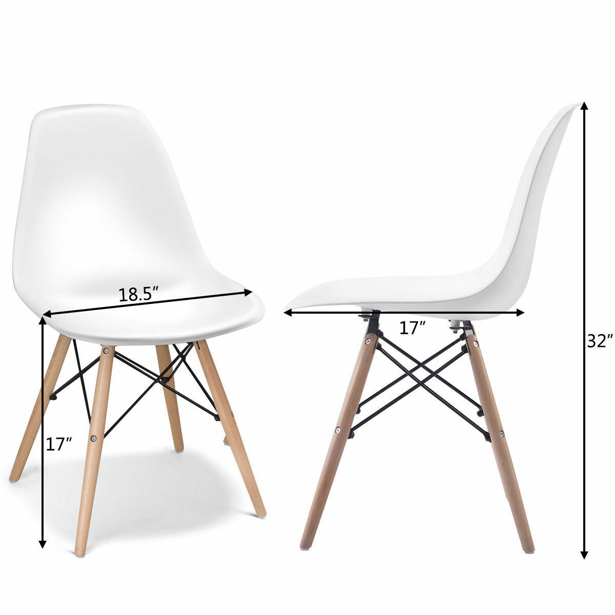 Mid-Century Modern Dining Side Chair Set of 2