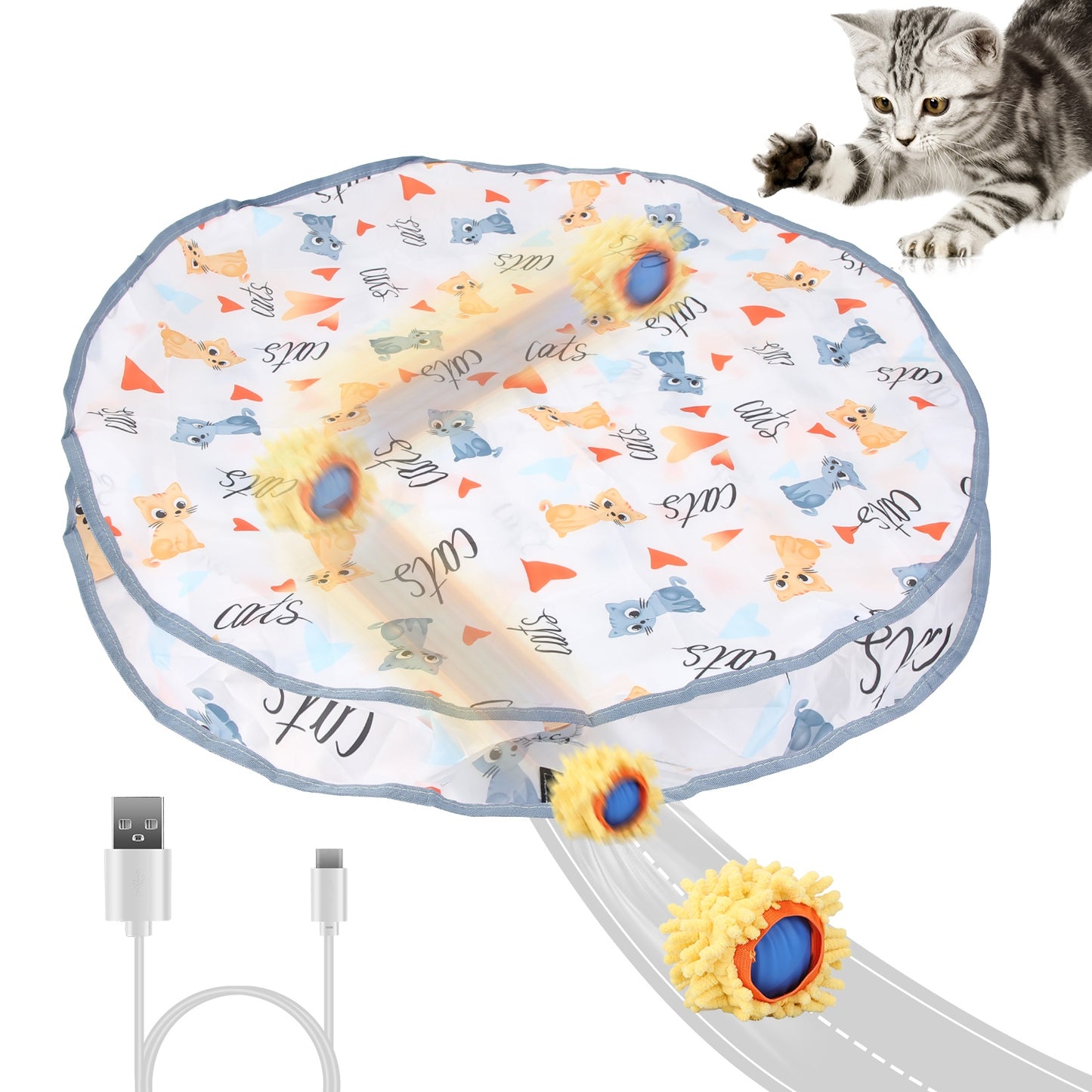 Interactive Motion Activated Cat Toy Ball with Rechargeable Battery