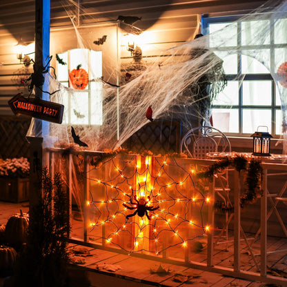 Spider Web Light with Hairy Spider - 70 LED Halloween Decoration