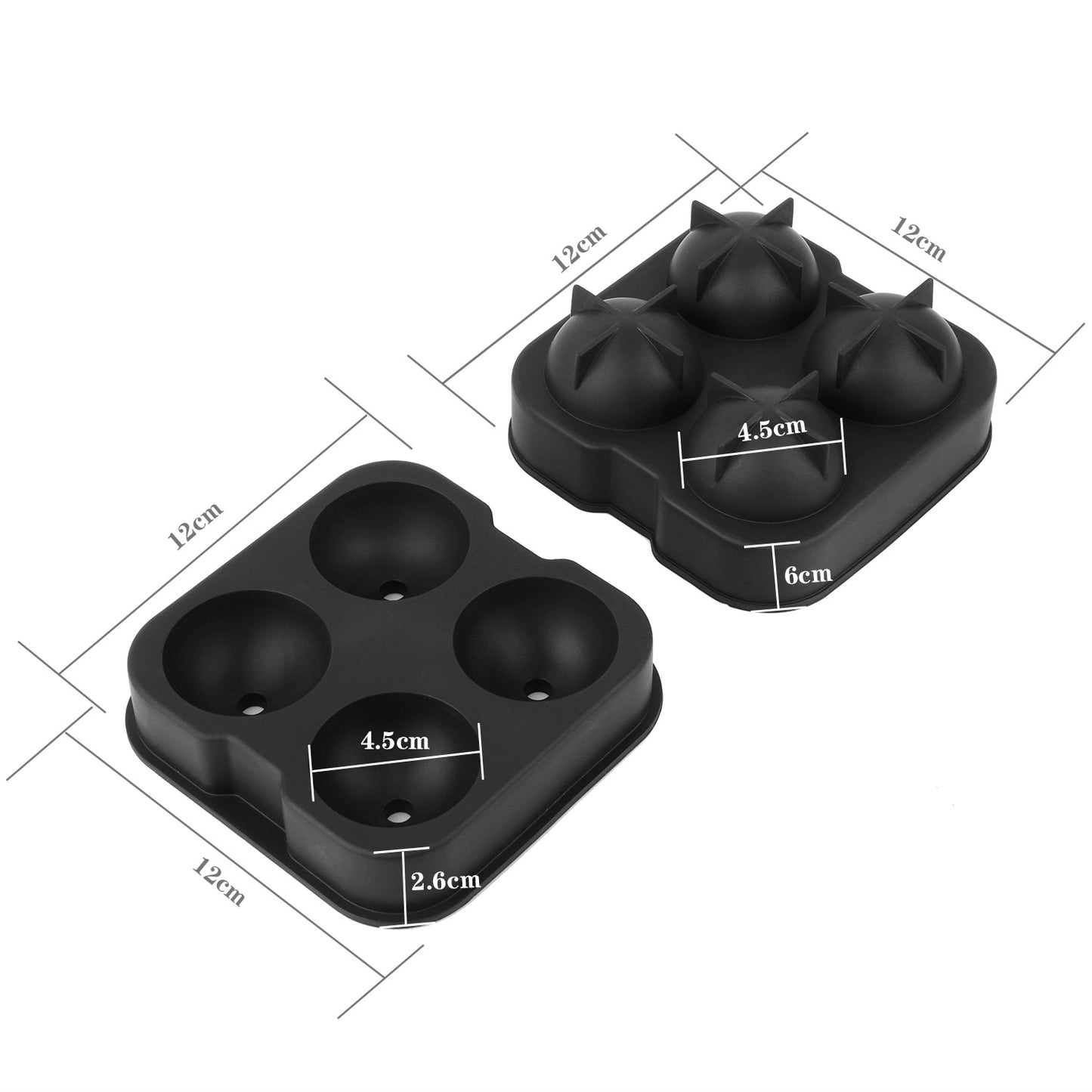 Sphere Ice Ball Maker Mold - 4 Cavity Silicone Tray with Lid