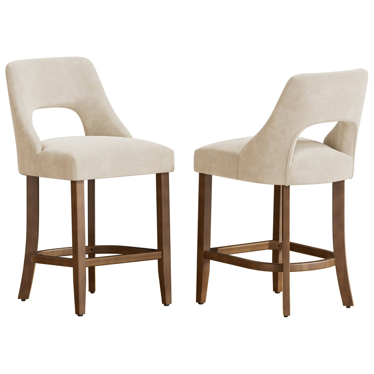 Counter Height Bar Stools Set of 2 with Cutout Back