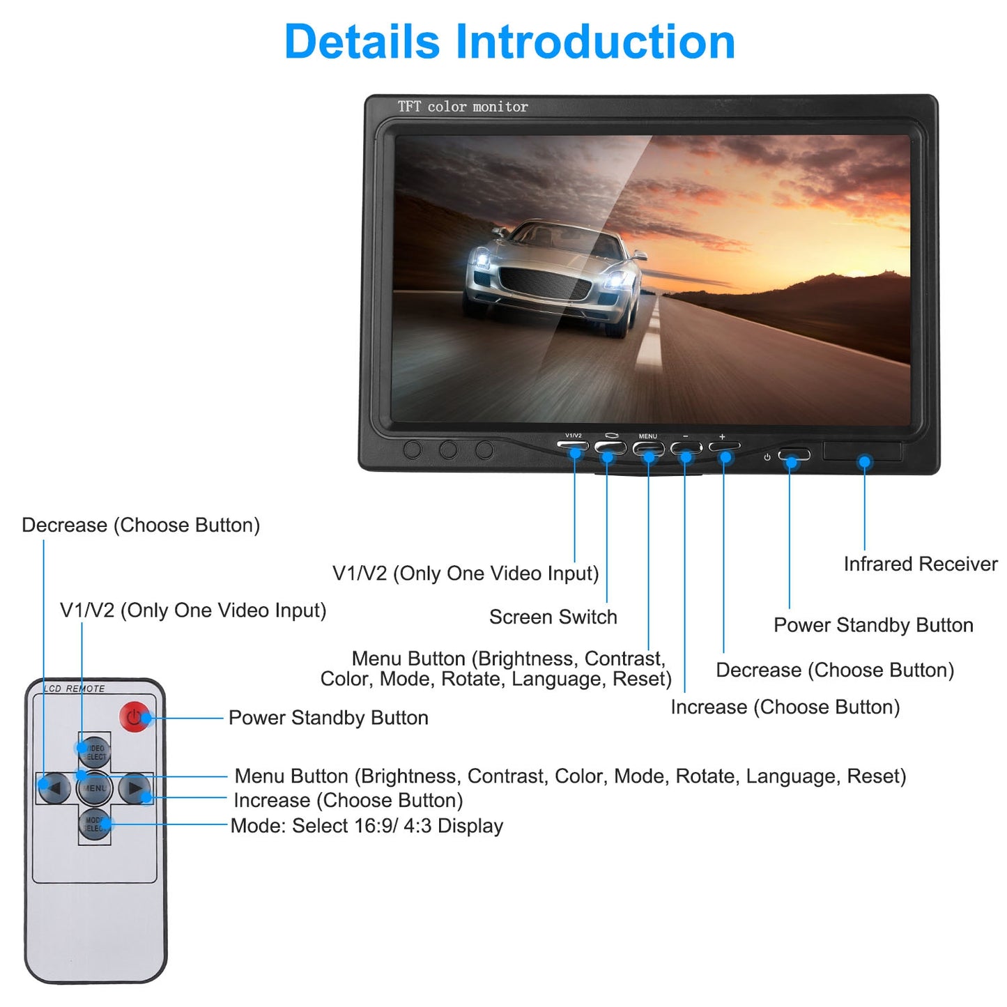 7 Inch Backup Camera System with Night Vision & IP67 Waterproof