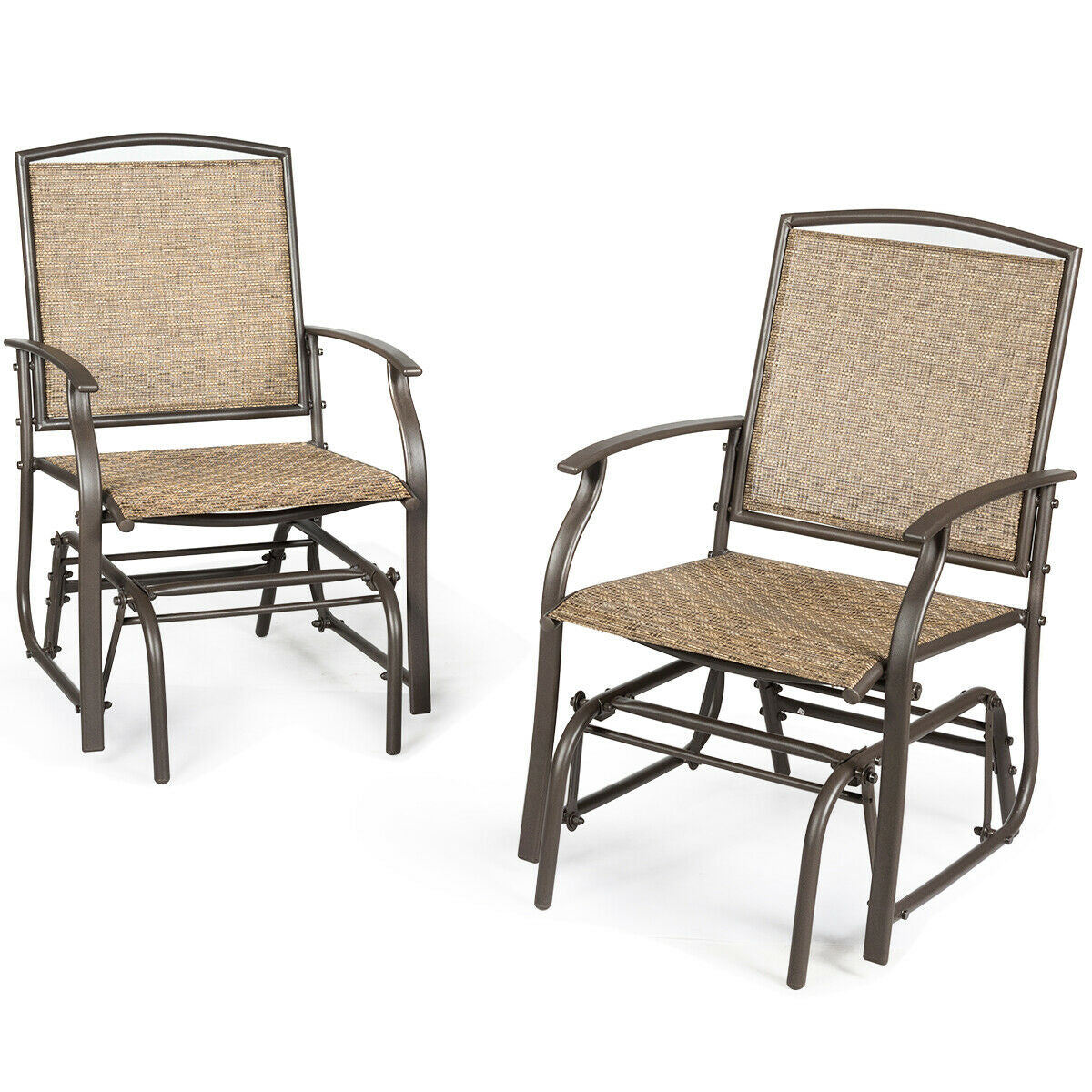 Patio Rocking Glider Chair Set - 2 Piece Brown Outdoor Seating