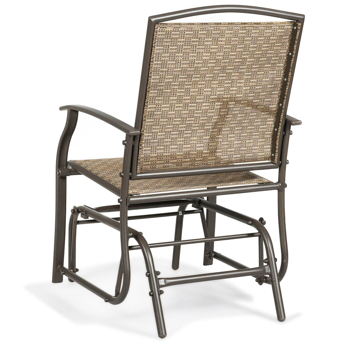 Single Seat Patio Glider Rocking Chair with Steel Frame