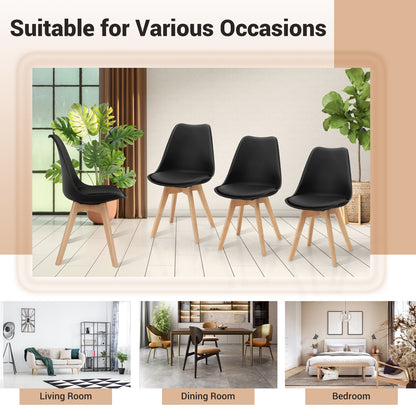 Dining Chairs Set of 4 with Mid-Century Modern Shell Design