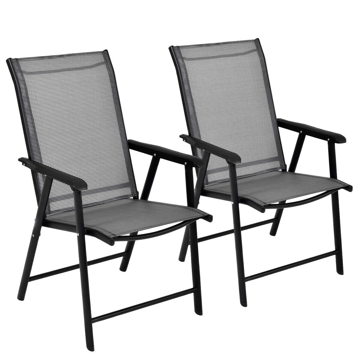 Folding Patio Dining Chairs Set of 2 with Armrests