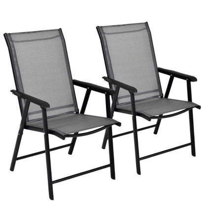 Folding Patio Dining Chairs Set of 2 with Armrests