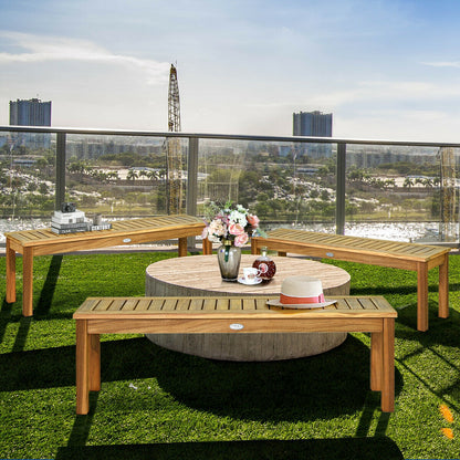 52-Inch Acacia Wood Outdoor Dining Bench for Patio & Garden