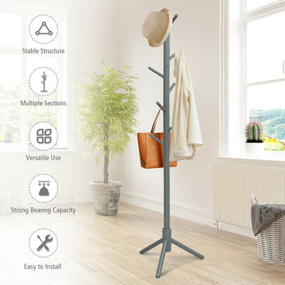 2 Heights Wooden Coat Rack with 8 Hooks