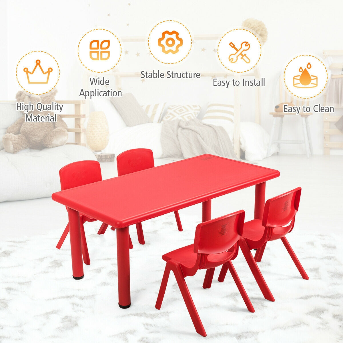 Kids Rectangular Plastic Activity Table for Learning & Play