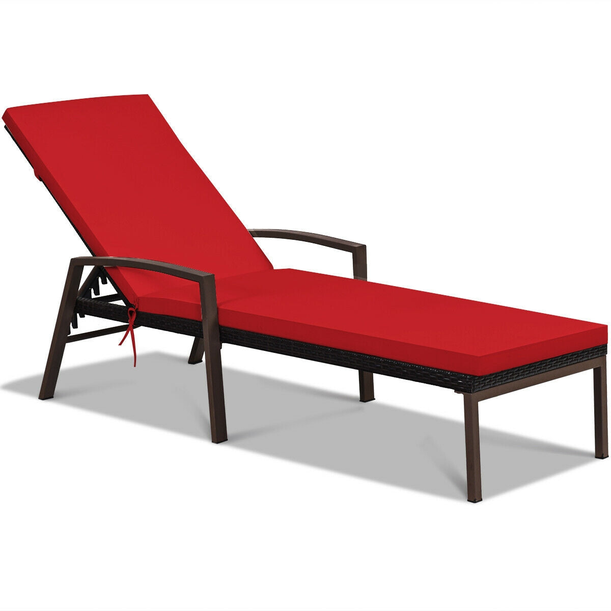 Adjustable Patio Chaise Lounge with Cushion - 5 Positions
