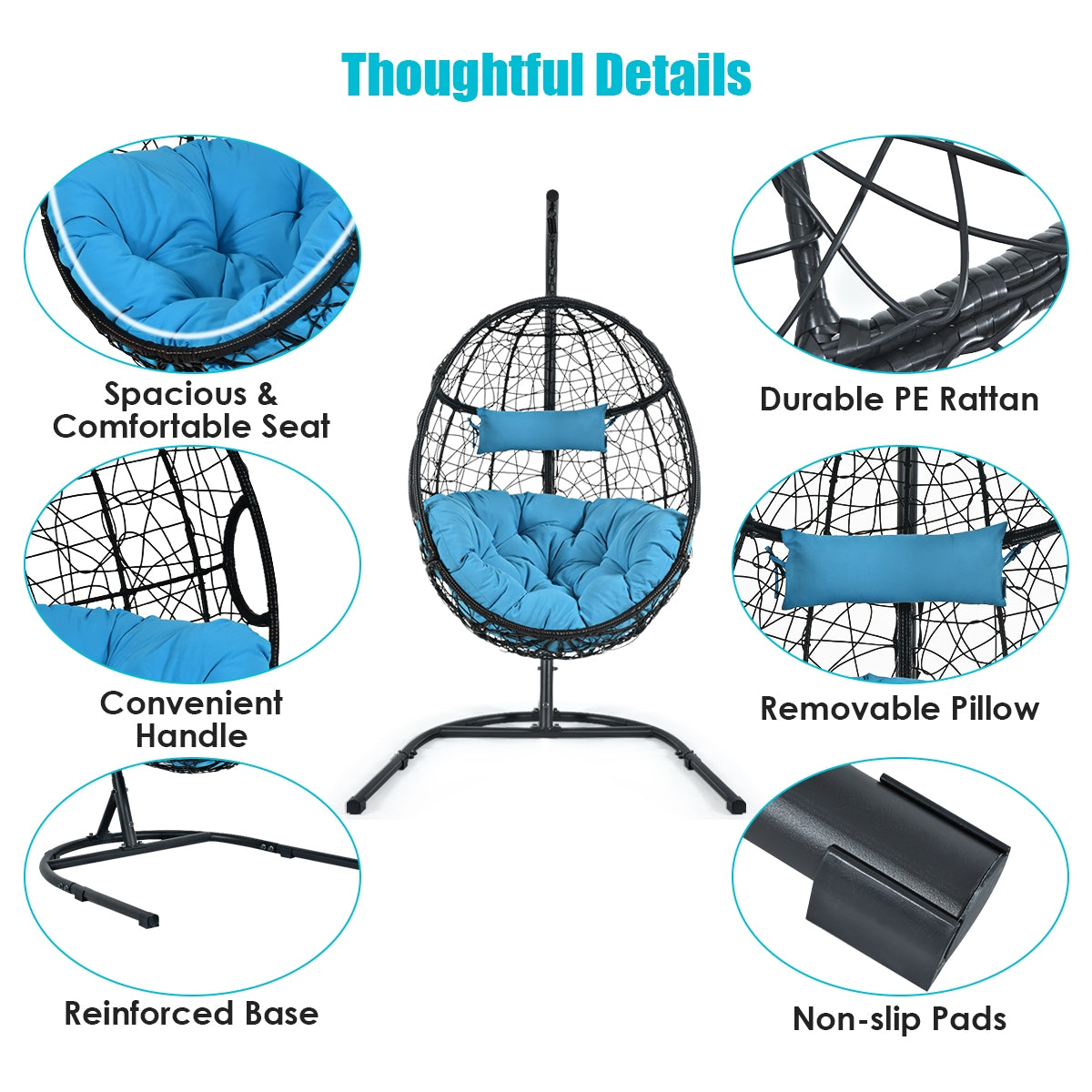 Hanging Hammock Chair with Stand and Cushion