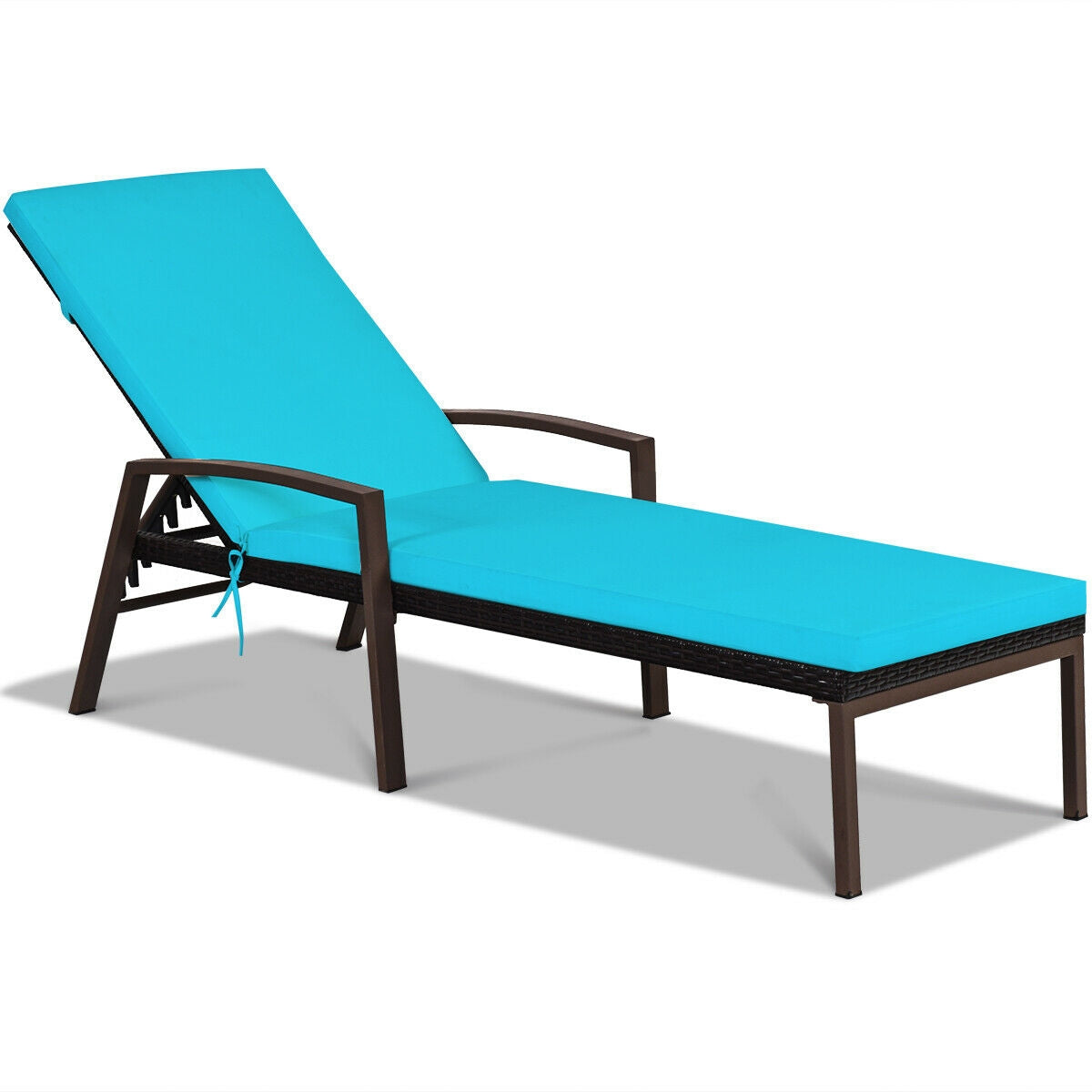 Adjustable Patio Chaise Lounge with Cushion - 5 Positions