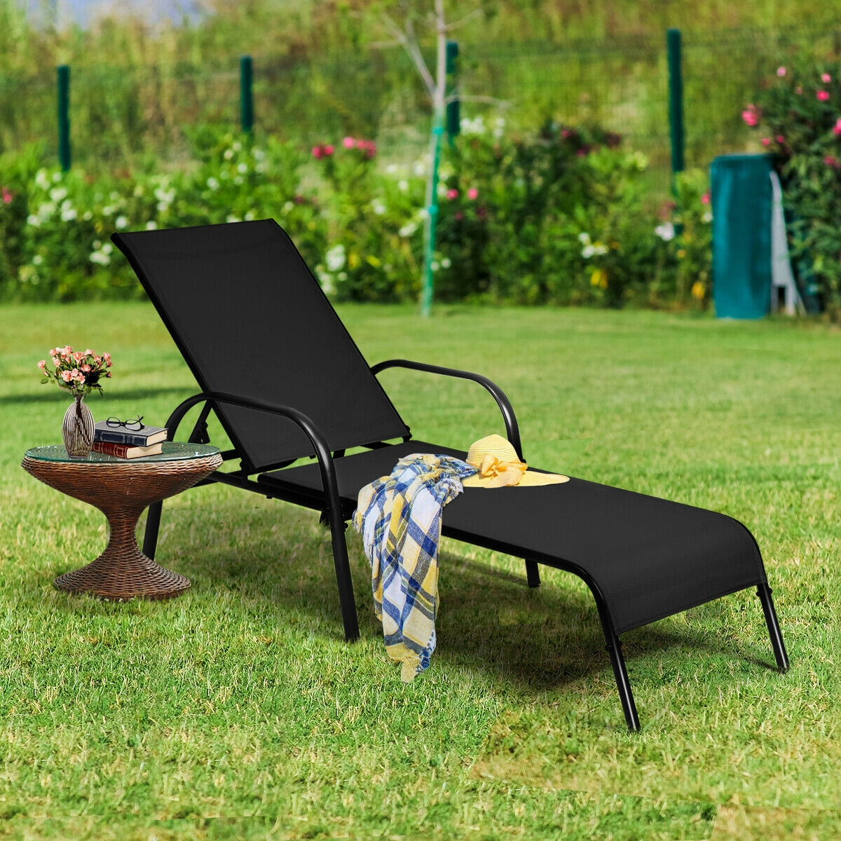 Outdoor Chaise Lounge Chairs Set of 2 with Adjustable Backrest