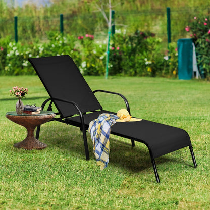 Outdoor Chaise Lounge Chairs Set of 2 with Adjustable Backrest