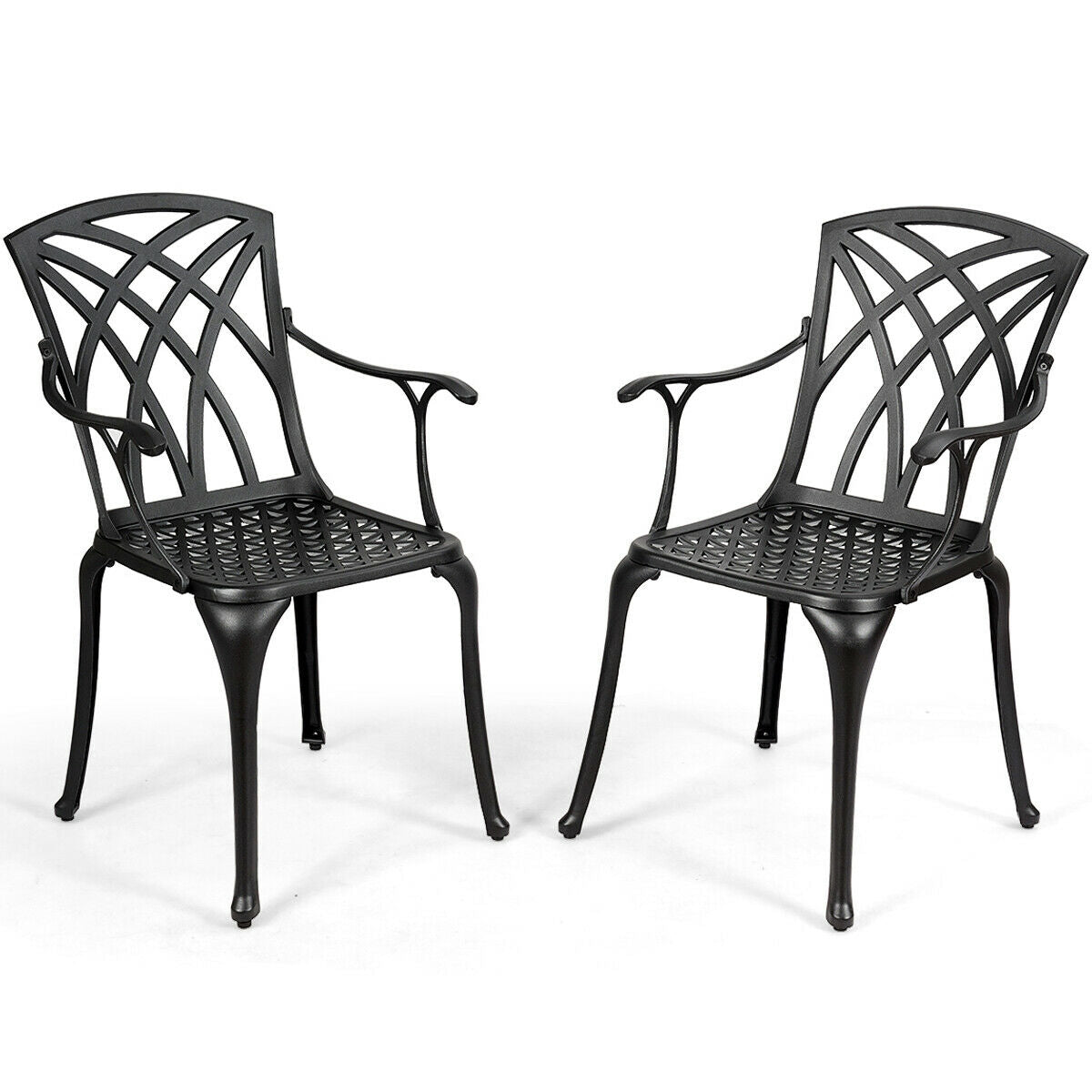 Aluminum Patio Dining Chairs Set of 2 with Armrests