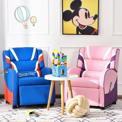 Kids Recliner Chair with Side Pockets - Adjustable Leather