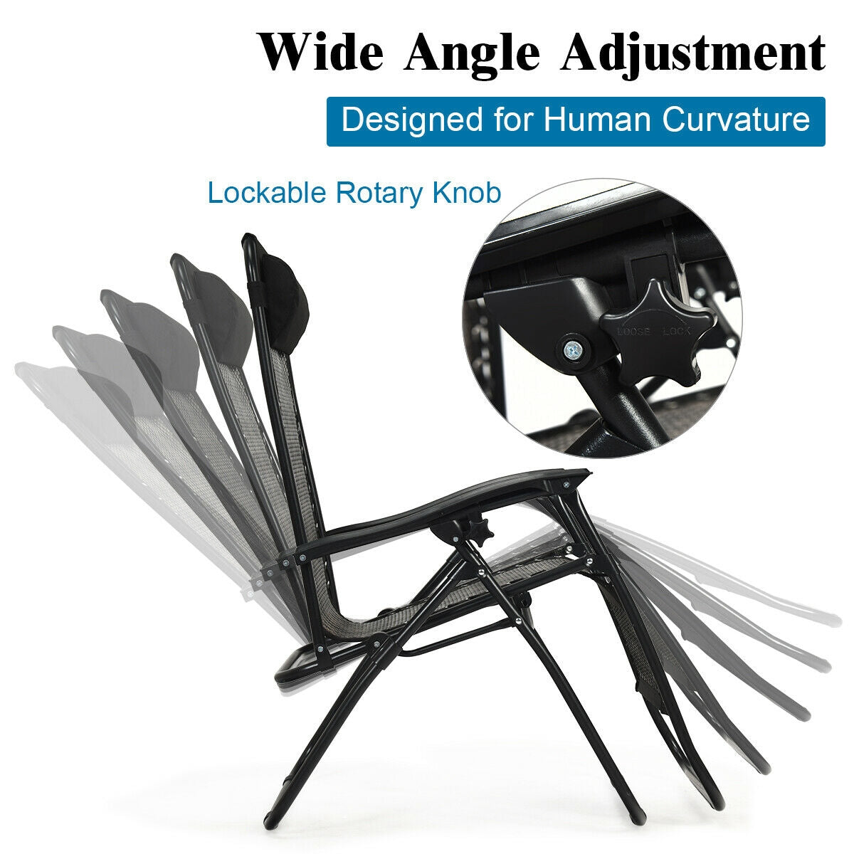 Folding Zero Gravity Lounge Chair Set - 2 Piece Rattan