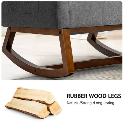 Upholstered Rocking Chair with Side Pocket and High Back