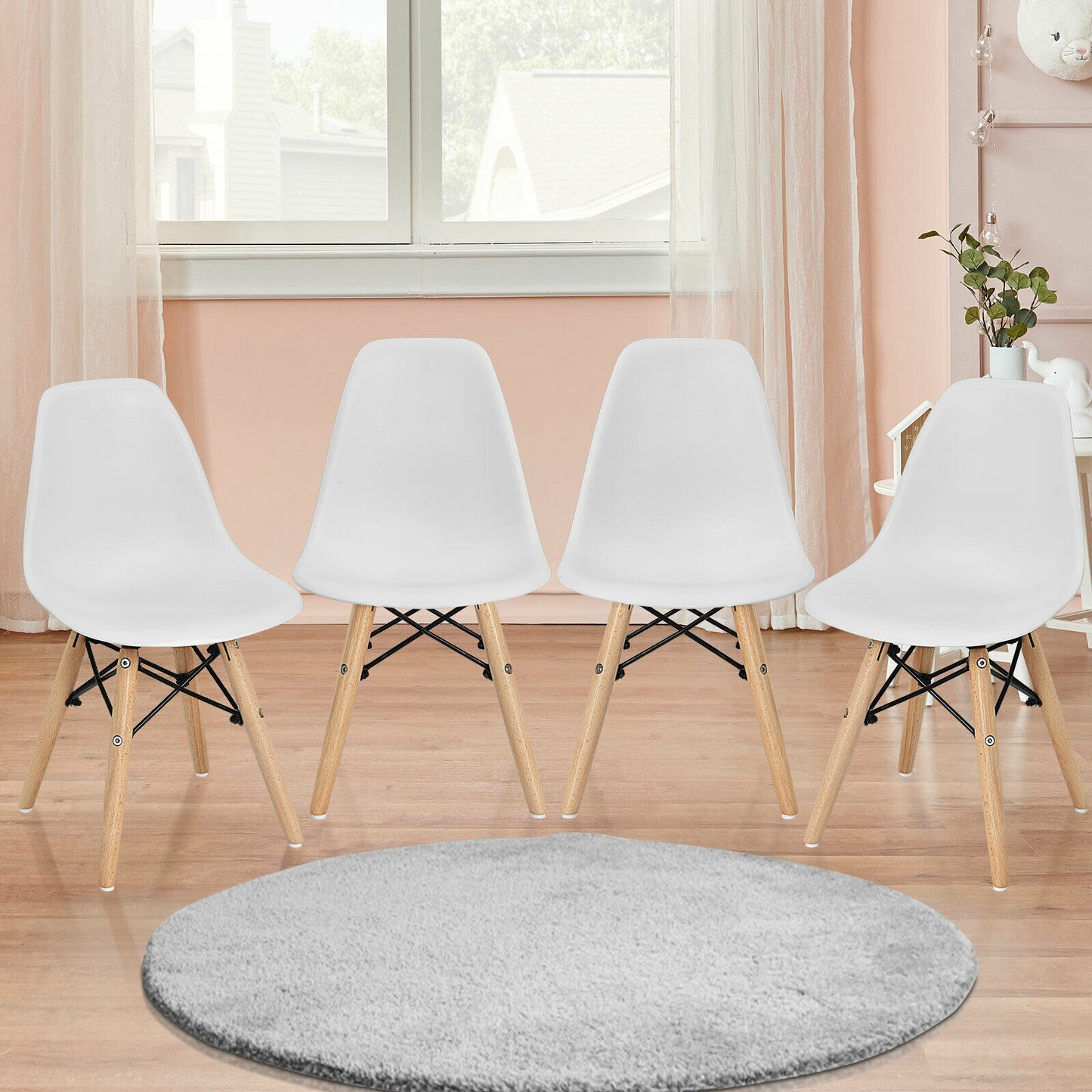 Kids Dining Chairs Set of 4 with Wood Legs