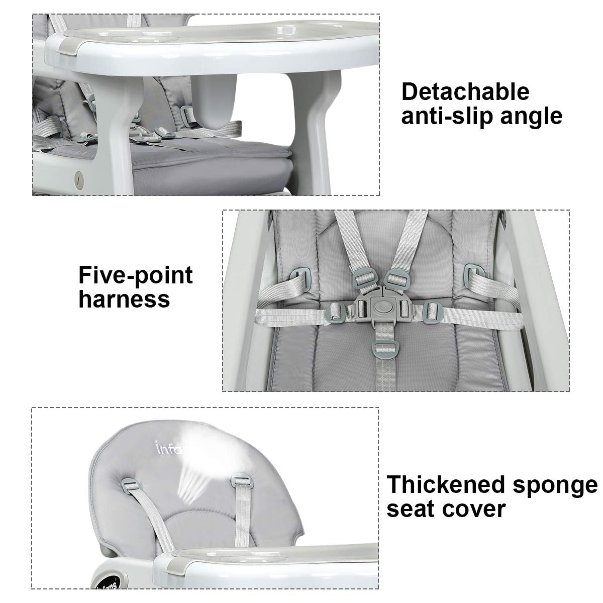 3-in-1 Convertible High Chair with Lockable Wheels