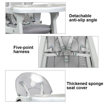 3-in-1 Convertible High Chair with Lockable Wheels