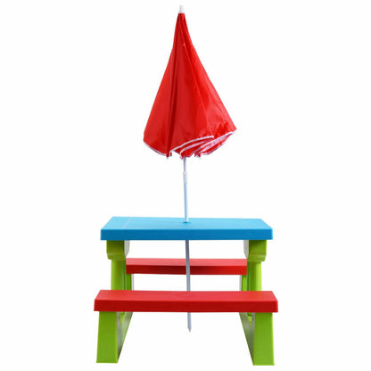 Kids Picnic Table and Bench Set with Umbrella