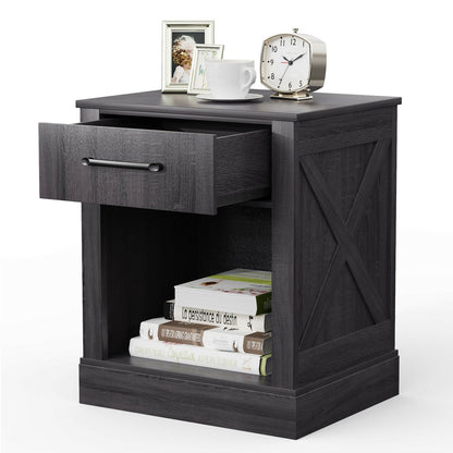 Compact Nightstand with Drawer and Shelf