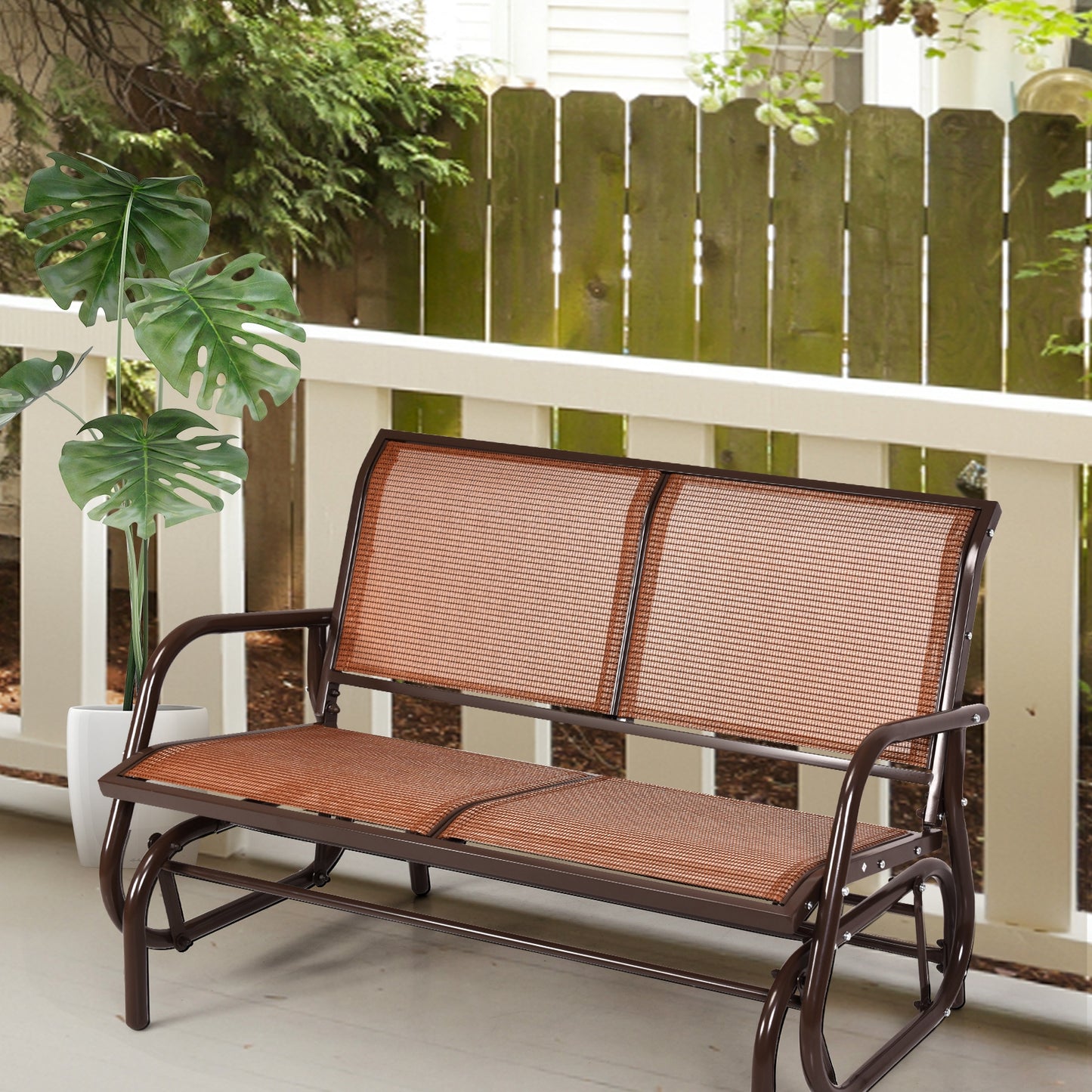 48-Inch Outdoor Glider Loveseat with Steel Frame
