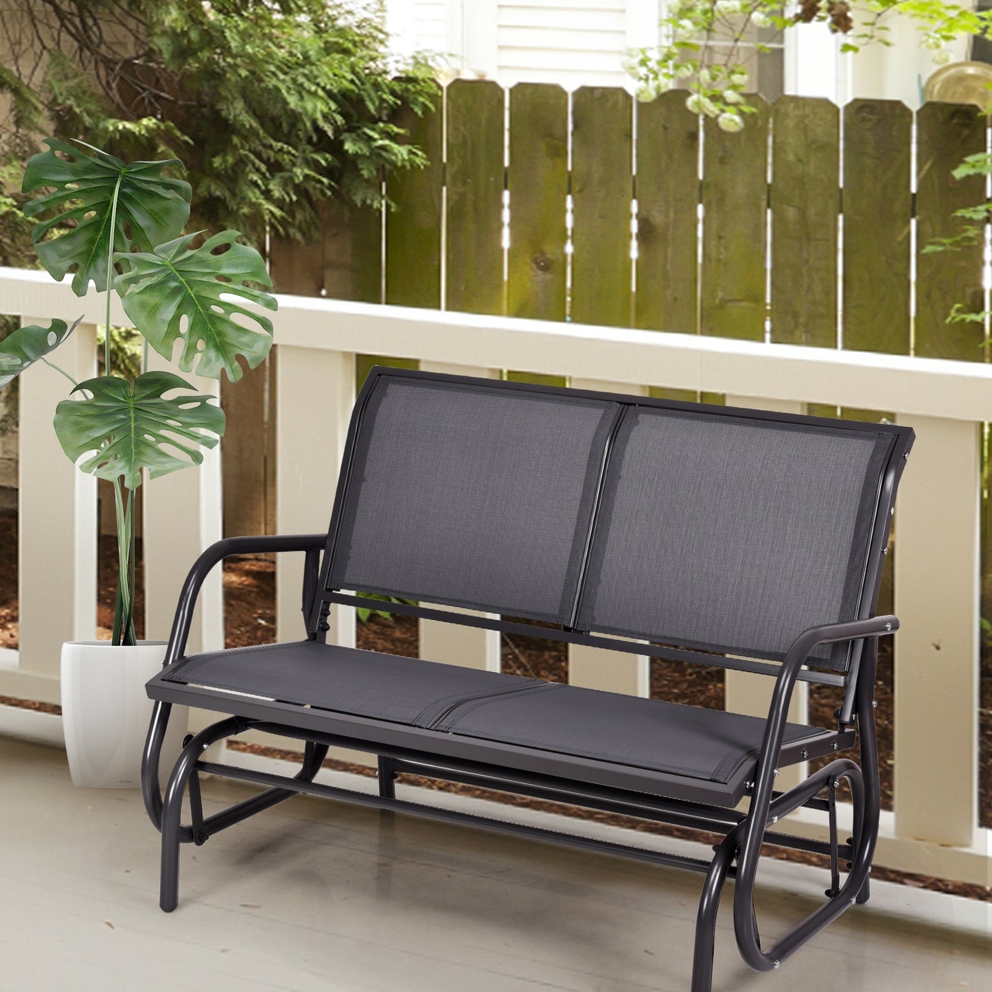 48-Inch Outdoor Glider Loveseat with Steel Frame