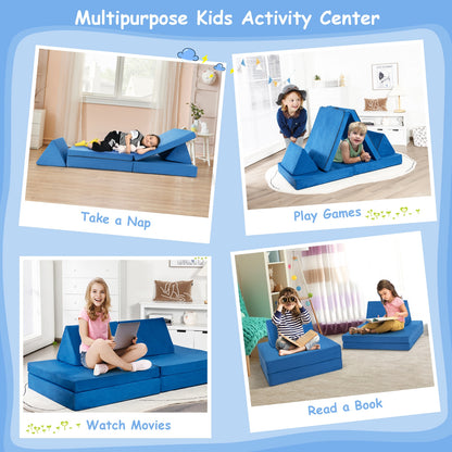 Convertible Kids Couch Set 4-Piece with Folding Mats