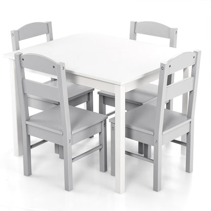 Kids Table and Chair Set - 5 Piece Pine Wood