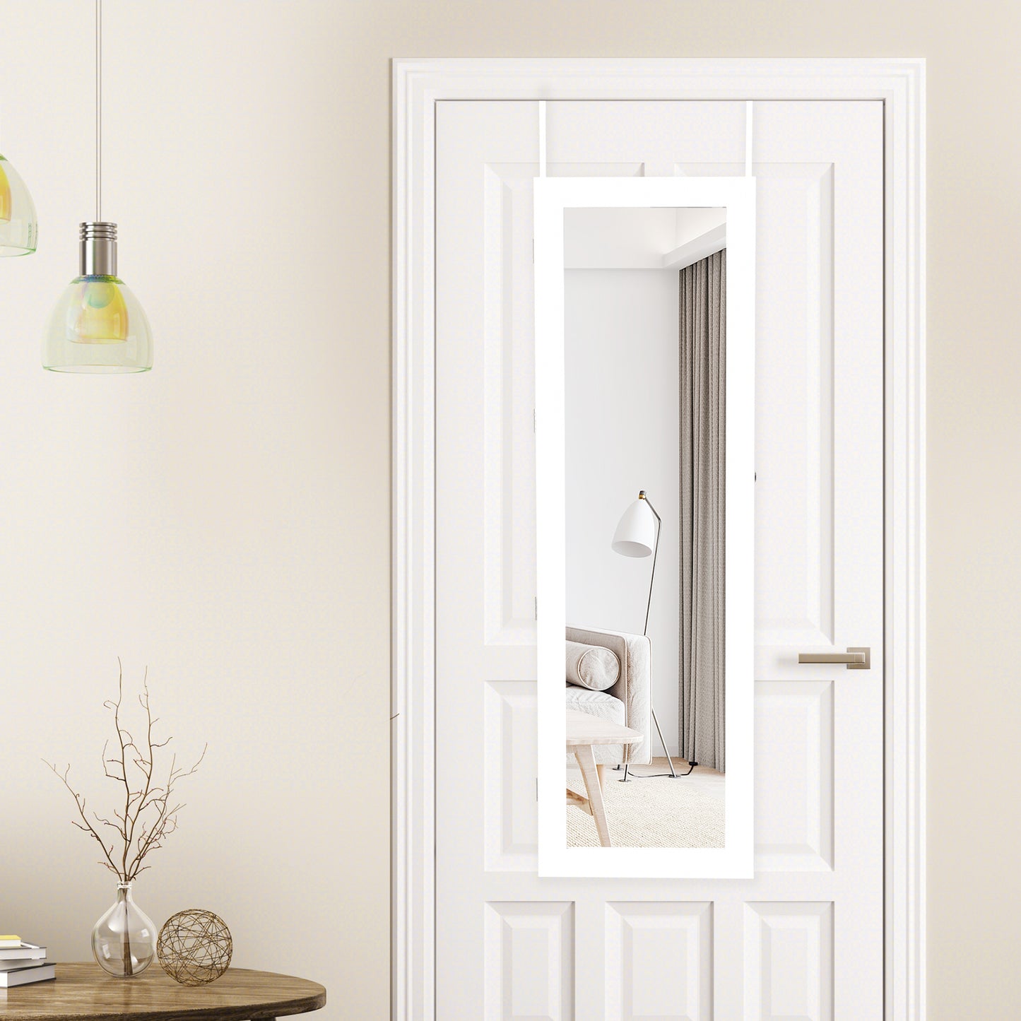 Wall Mounted Jewelry Cabinet with LED Lights and Mirror