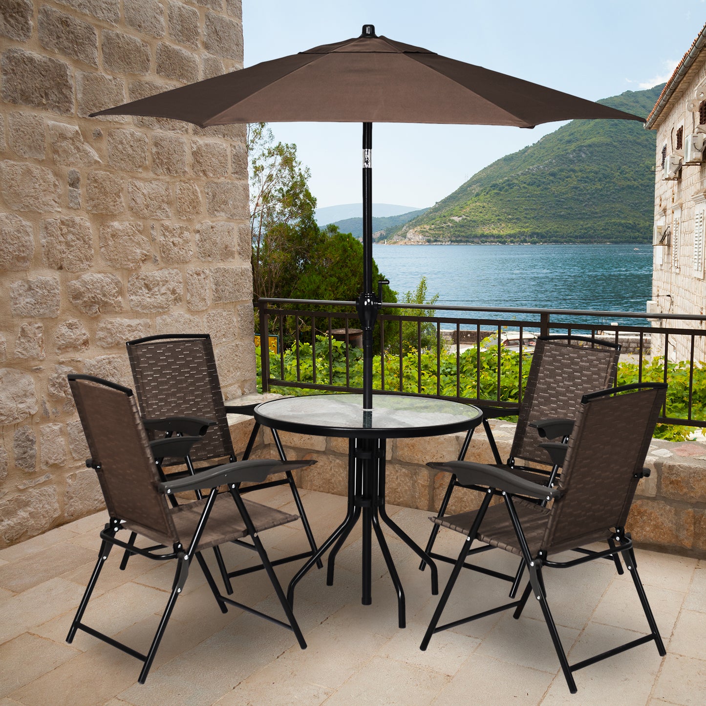 Folding Patio Dining Chairs Set of 4 with Adjustable Backrest
