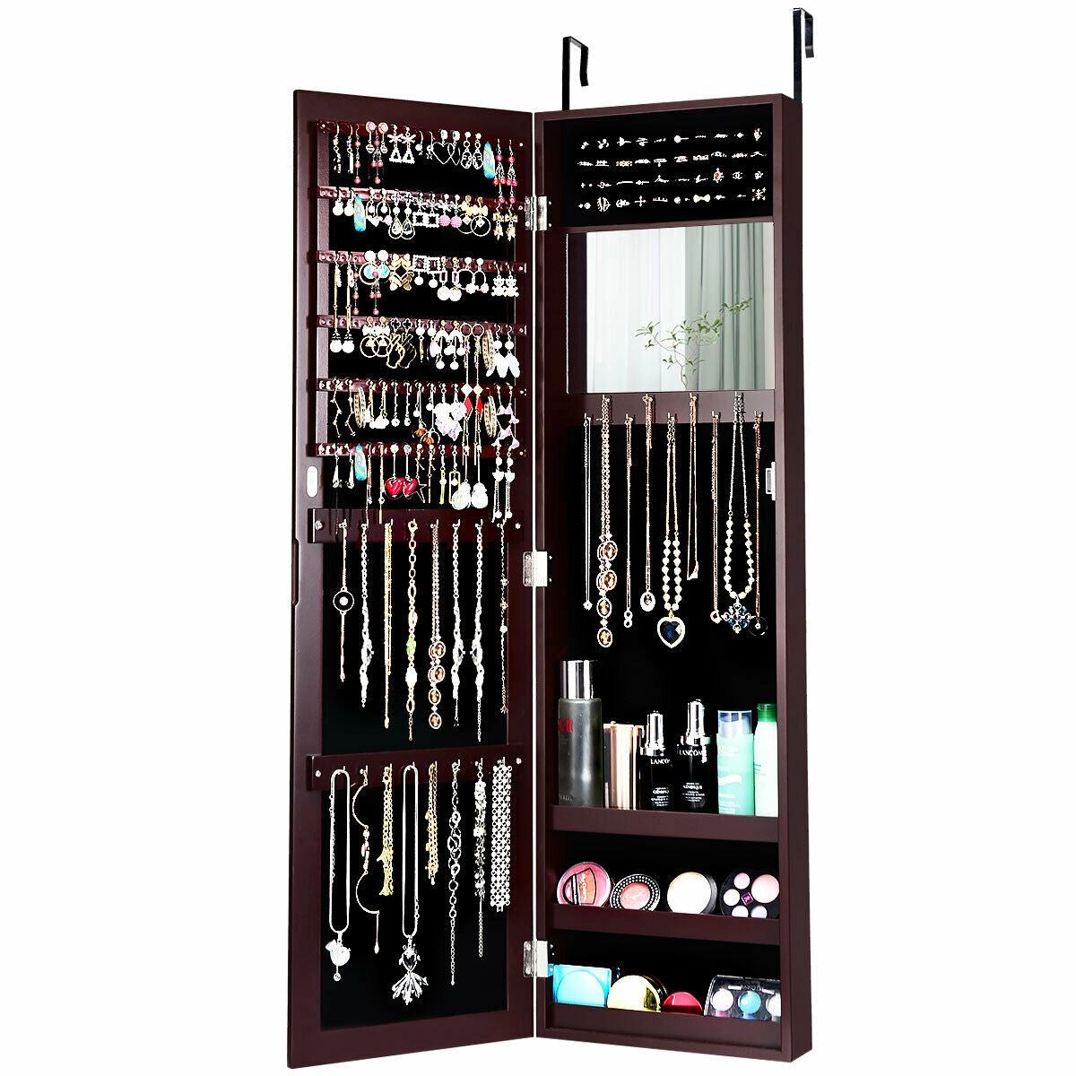 Full Length Mirror Jewelry Cabinet with Wall Mount