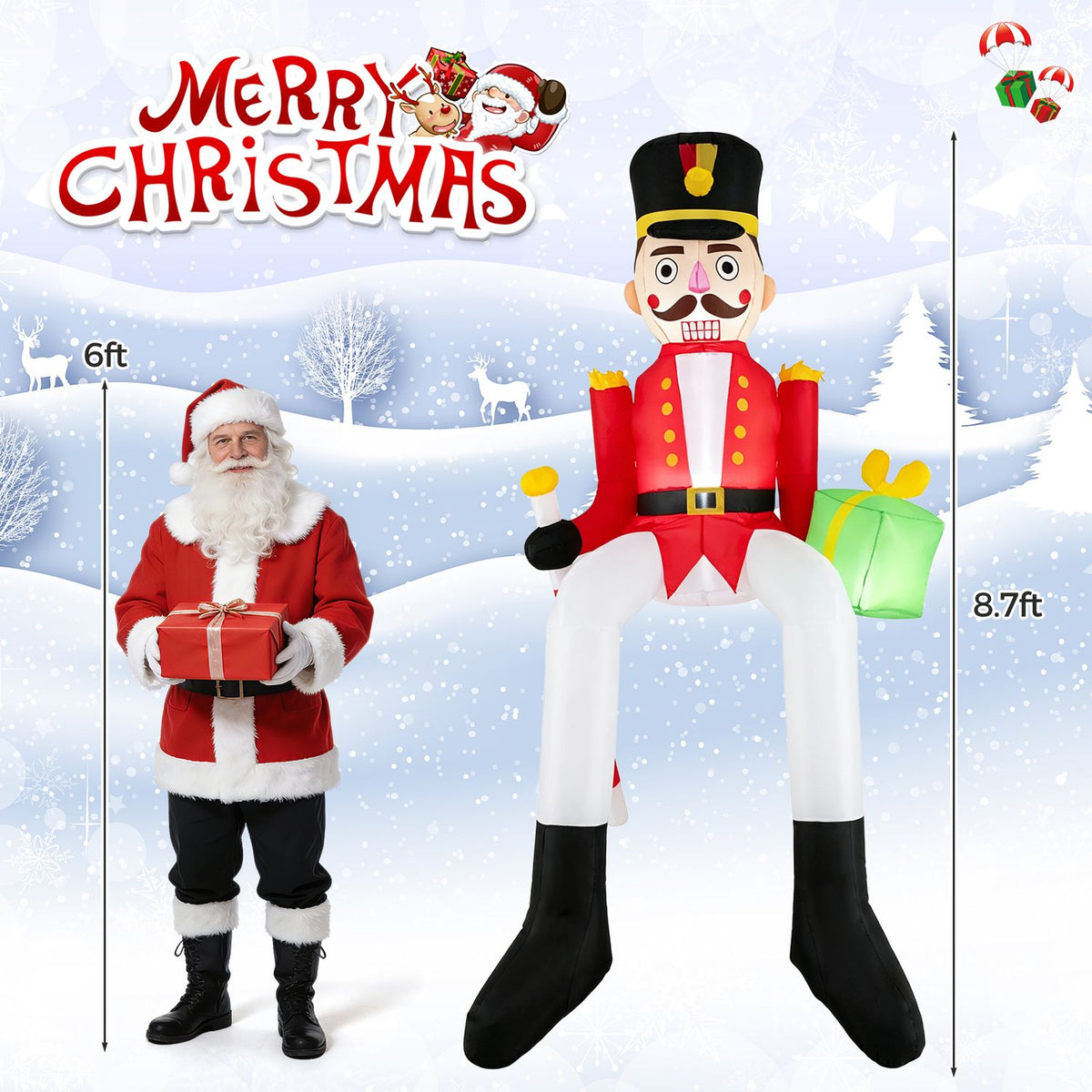 8.7 FT Inflatable Christmas Nutcracker Hanging Decoration for Holiday Decor