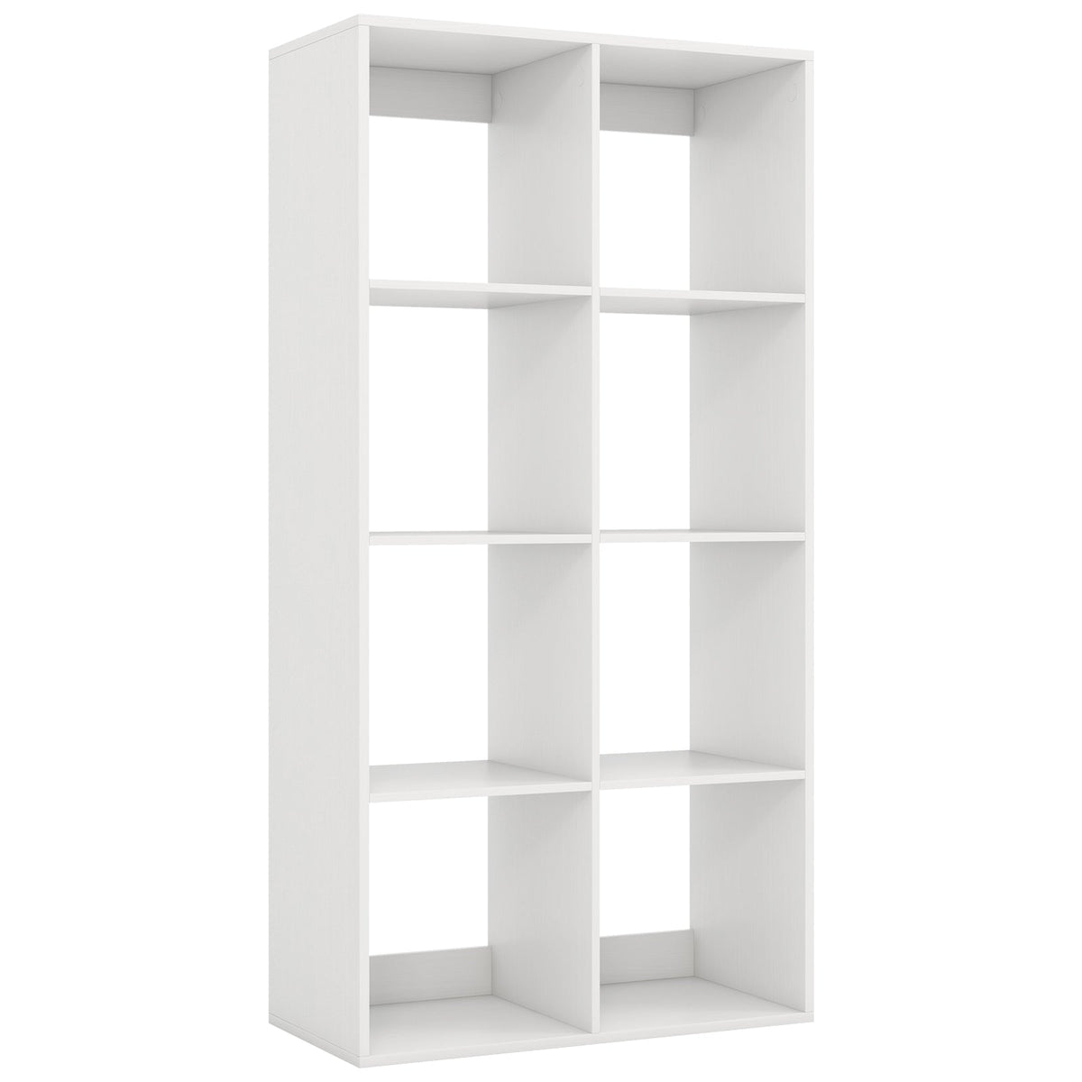 8 Cube Bookshelf with Back Guardrail for Living Room Bedroom-White