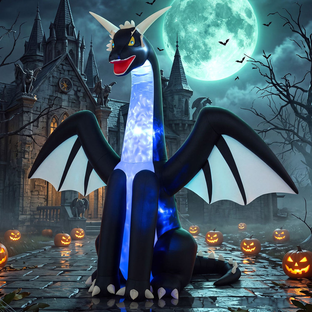 8 FTTall Halloween Inflatables Ice Dragon Outdoor Decoration