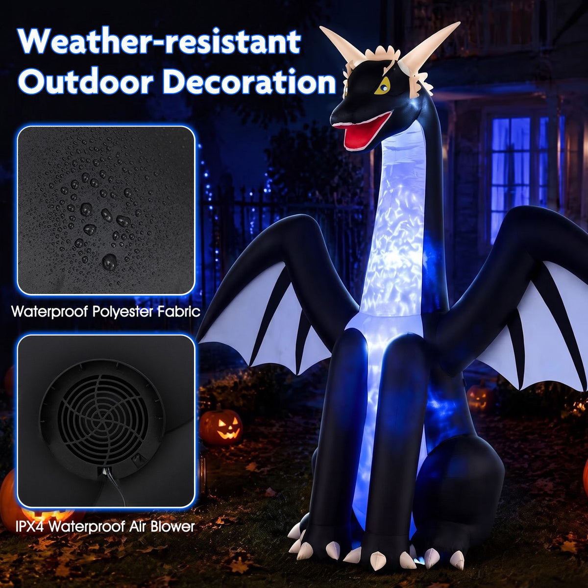 8 FTTall Halloween Inflatables Ice Dragon Outdoor Decoration