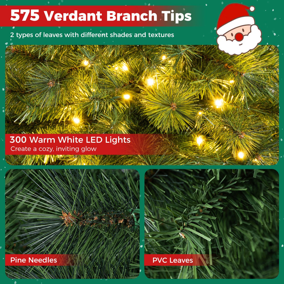 8 FT Artificial Pine Christmas Tree with 575 Branch Tips