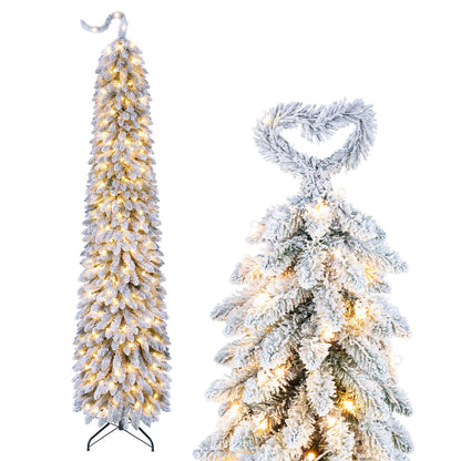 5 FT Pre-Lit Artificial Christmas Tree with Bendable Top and 110 Warm White LED Lights