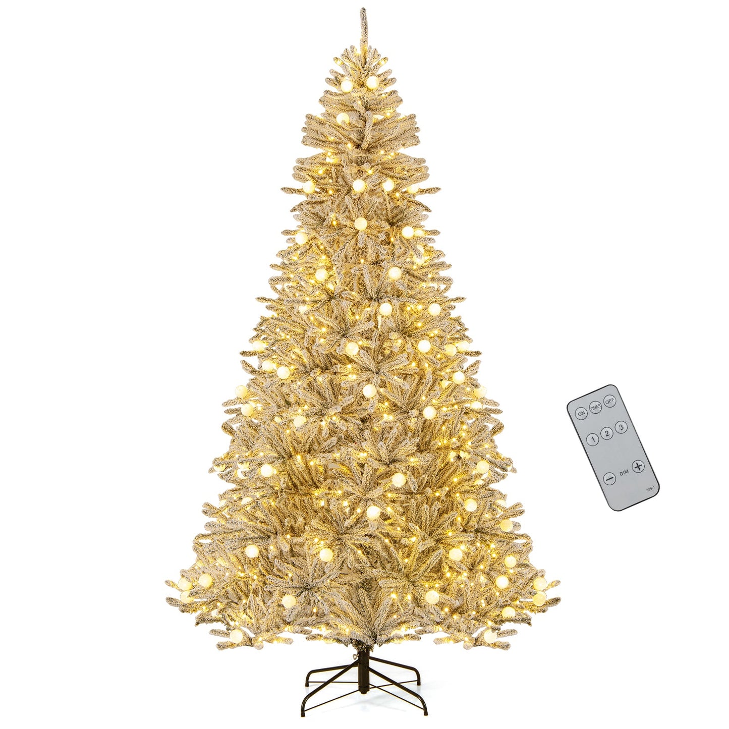 6 Feet Snow-flocked Artificial Christmas Tree Pre-lit Hinged with 81 Sphere Lights and Remote