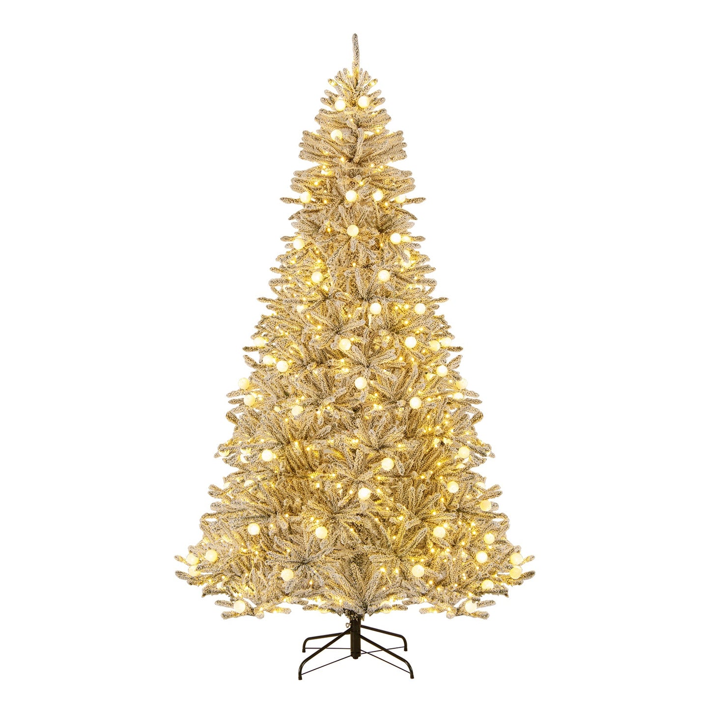 6 Feet Snow-flocked Artificial Christmas Tree Pre-lit Hinged with 81 Sphere Lights and Remote