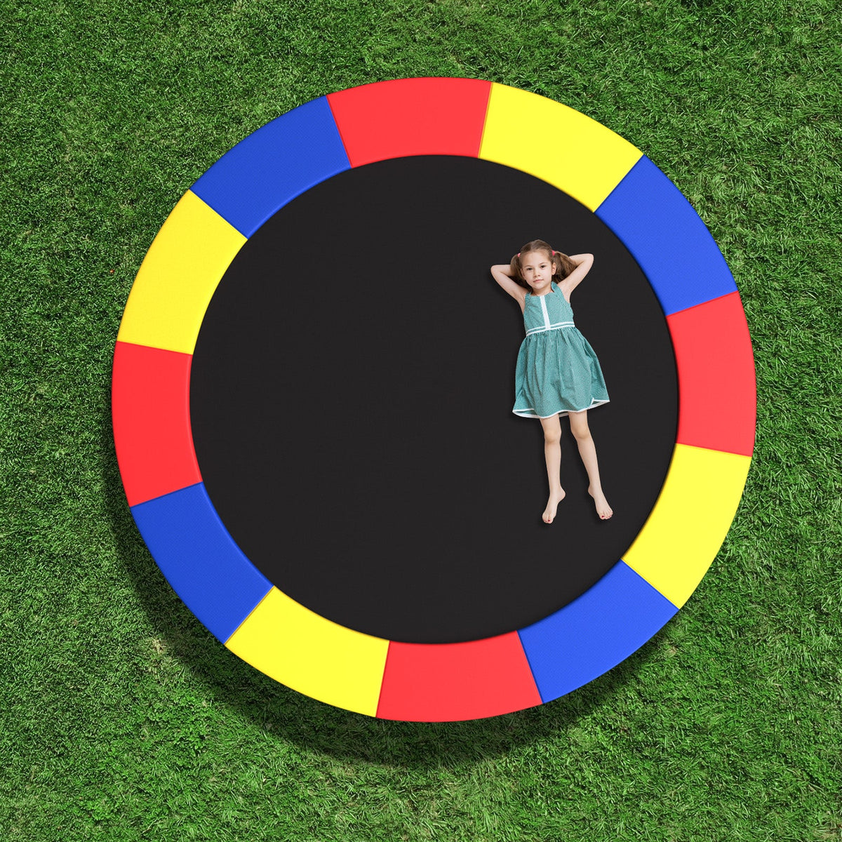 8-16 FT Trampoline Pad Replacement Safety Pad with Fixing Straps (Multicolor)