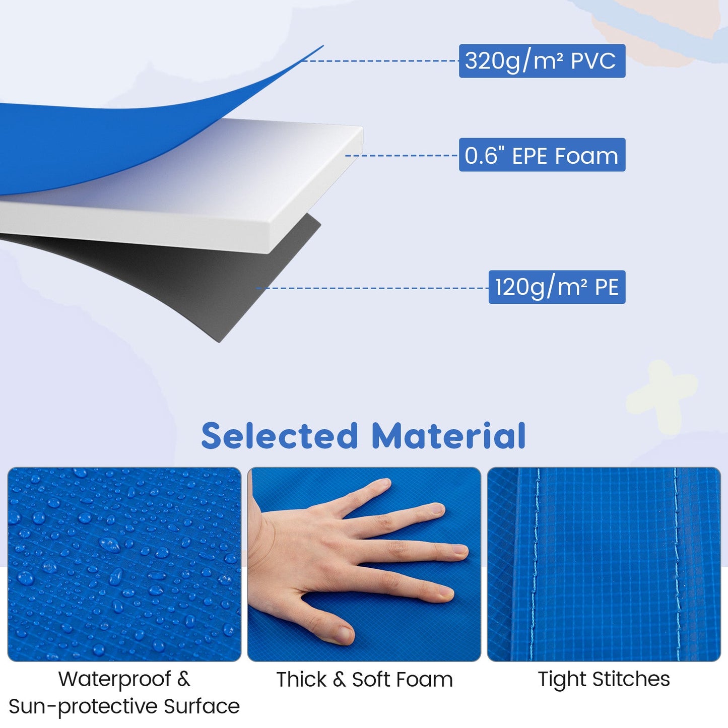 8-16 FT Trampoline Pad Replacement Safety Pad with Fixing Straps (Multicolor)