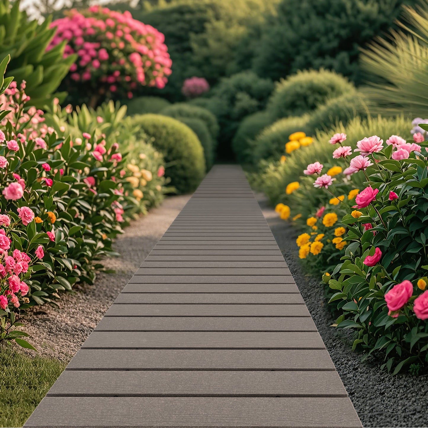 8 Ft Outdoor Garden Pathway Patio Roll Out Straight Walkways with Metal Wire Connection