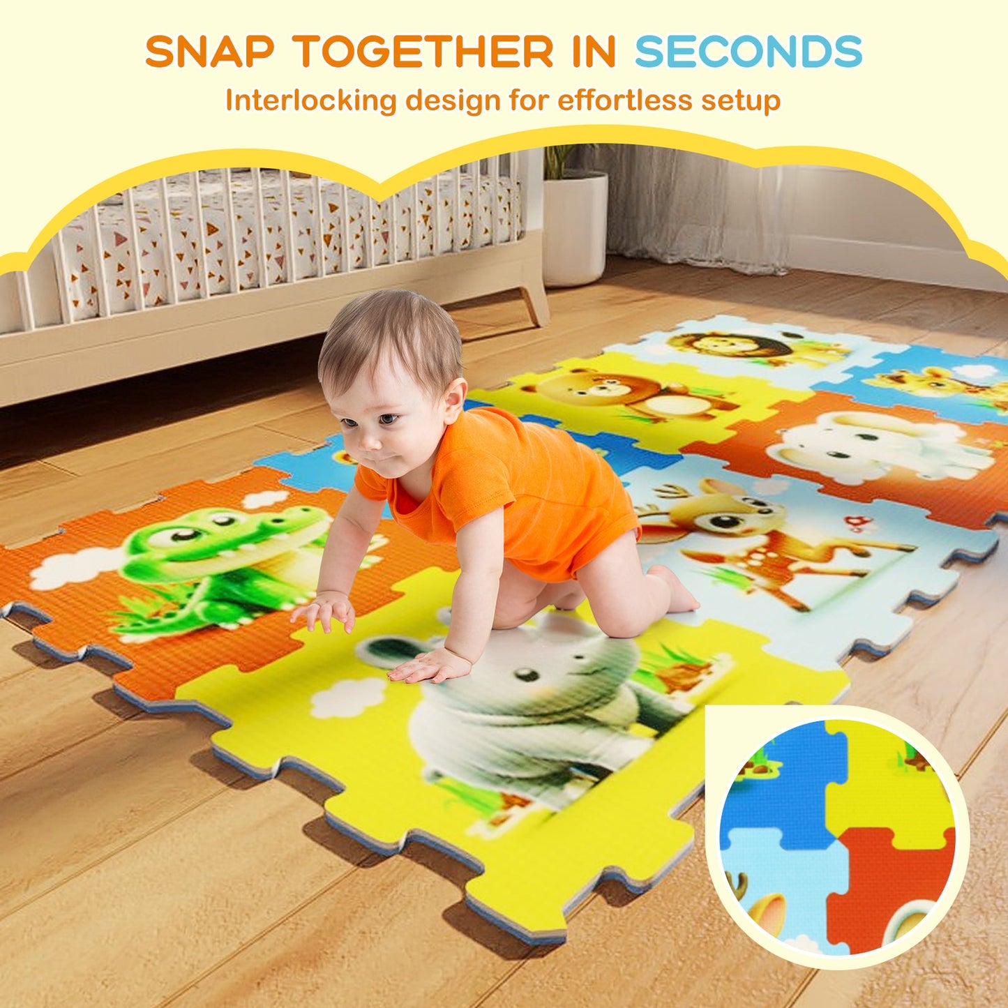 8-Piece Educational Animal Interlocking Baby Play Mat