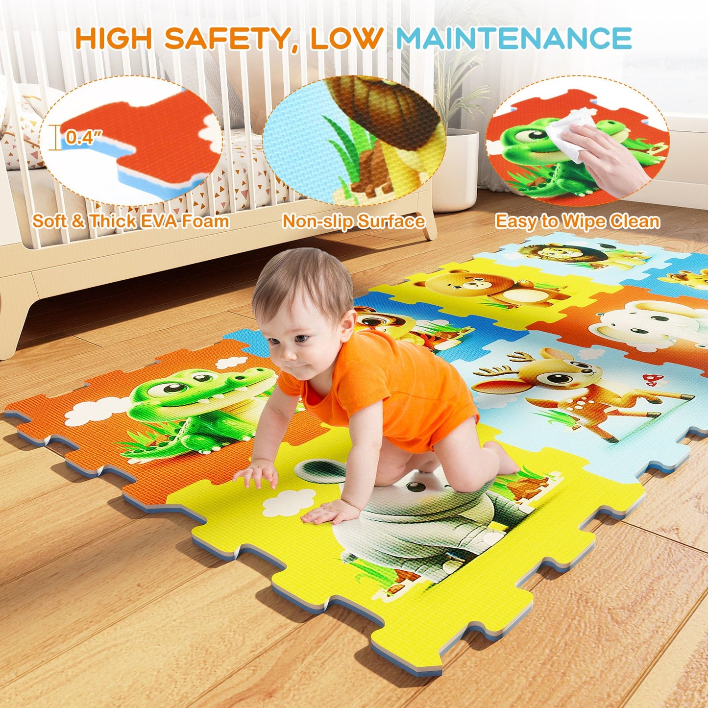 8-Piece Educational Animal Interlocking Baby Play Mat
