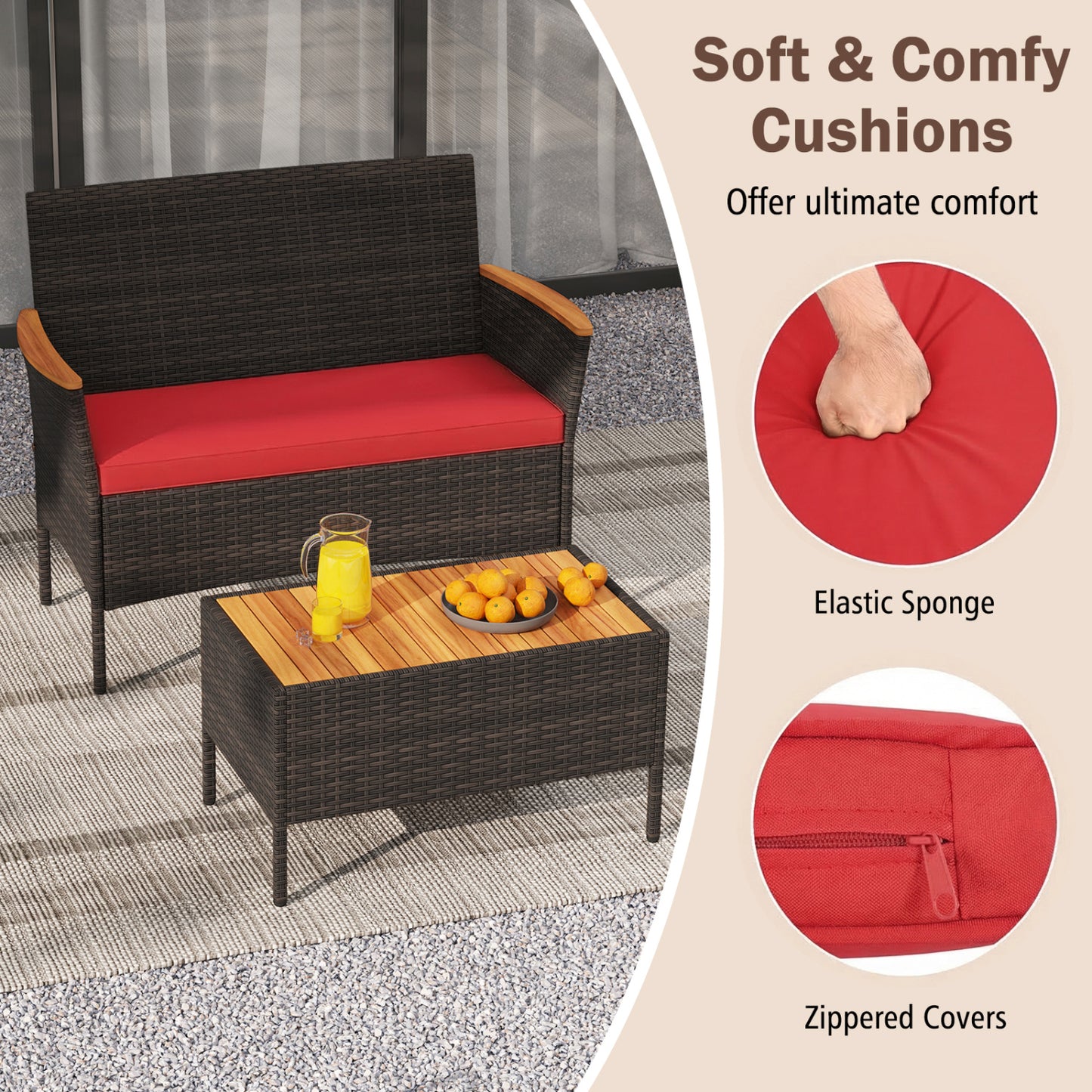 8-Piece Patio Wicker Conversation Set with Cushions