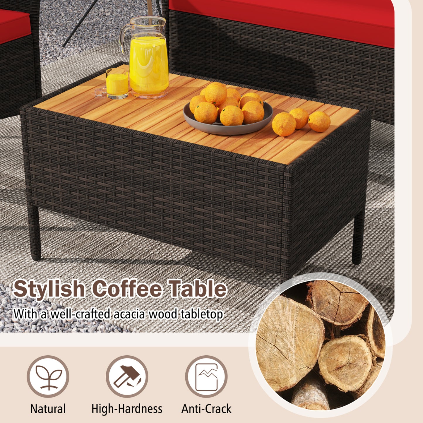 8-Piece Patio Wicker Conversation Set with Cushions